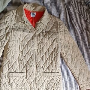 Lacoste Beige Quilted Puffer Jacket with Orange Lining